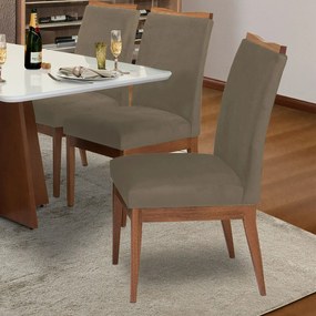 Conjunto 6 Cadeira Decorativa Leticia Veludo Cappuccino