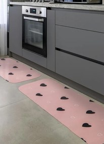 Jogo de Tapetes Cozinha Corações Rosa 2 Peças