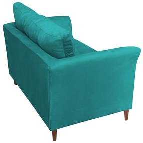 Namoradeira Ibis Decorativa 2 Lugares 1,35 m Recepção Quarto Sala Suede Azul Tiffany