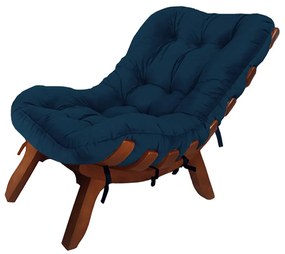 Conjunto 2 Poltrona Decorativa Costela Veludo Azul Marinho