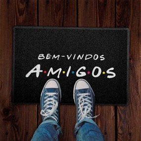 Capacho Geek Friends Bem Vindo Amigos Preto