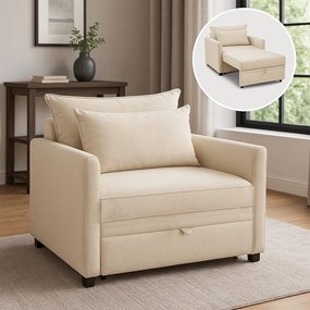 Poltrona Cama Retrátil Solteiro com Rodízio Cloe Bouclê E03 - D'Rossi - Bege