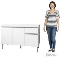 Balcão Gabinete Para Pia Com Tampo 120cm 3 Portas e 1 Gaveta Tatiane B