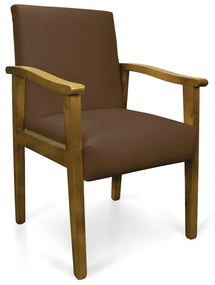 Poltrona Eloisa Suede Marrom Base de Madeira Castanho