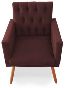 Kit 4 Poltronas Decorativas Clara Capitonê Pés Palito Suede Bordô - Sheep Estofados