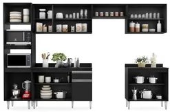 Cozinha Modulada 6 Módulos Composição 8 Preto - Lumil Móveis