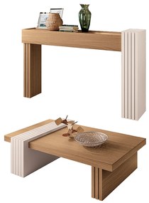 Conjunto de Aparador e Mesa de Centro Riad Freijó/Off White  G26 - Gran Belo