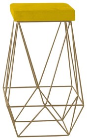Banqueta Decorativa Kathy Base Gold Suede Amarelo G41 - Gran Belo