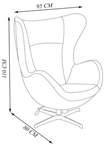 Kit 2 Poltronas Decorativas Egg Chair nº 44 Hamilton Preta G53 - Gran Belo