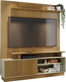 Home Theater Homero Porta 2 Prateleiras MDP até 65 Cumaru/Opala G97 - Gran Belo