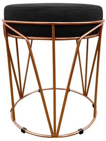 Puff Multiuso com Mesa Babu 2 em 1 Suede Preto Base Cobre - D'Rossi