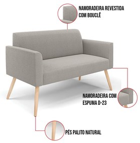 Namoradeira e Poltrona Pé Palito Natural Marisa Bouclê D03 - D'Rossi - Cinza