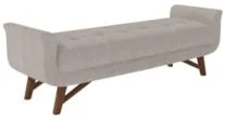 Puff Recamier Calçadeira 195cm Base Madeira Neville Z37 Linho Cru - Mp