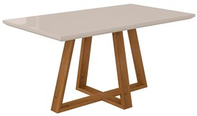Mesa de Jantar Brenda 160x90 cm Off White Base de Madeira Mel - D'Rossi