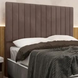 Cabeceira Cama Box Queen 160cm Estofada Plutus Veludo Marrom Z04 - Mpo