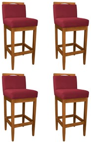 Kit 4 Banquetas Decorativa Elis Veludo Vermelho