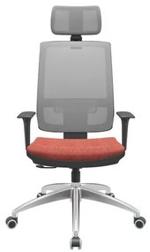 Cadeira Office Brizza Tela Cinza Com Encosto Assento Concept Rose RelaxPlax Base Aluminio 126cm - 63591 Sun House