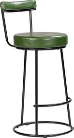 Banqueta Alta Cozinha 70cm Encosto Industrial Aço Ziria Pu S02 - D'Rossi - Verde