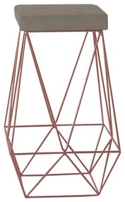 Banqueta Decorativa Kathy Base Bronze Veludo Cinza G41 - Gran Belo