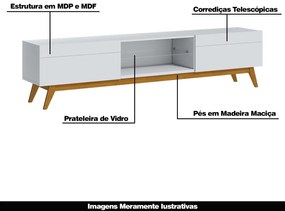 Rack Bancada 2 Gavetas 180cm Amy Branco Acetinado G29 - Gran Belo