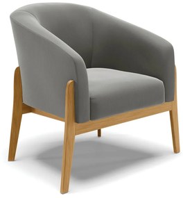 Poltrona Decorativa Base de Madeira Stella Suede Grafite D03 - D'Rossi