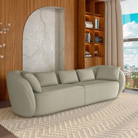 Sofá Bipartido Sala de Estar Diamond 212cm com Almofadas Soltas Bouclê Bege Escuro G52 - Gran Belo