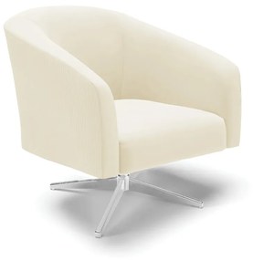 Poltrona Decorativa Giratória Cromada Stella Cotelê Ext/Veludo D03 - D'Rossi - Off White