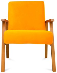 Kit 2 Poltronas Decorativas Alexa Braça de Madeira Suede Amarelo - Sheep Estofados