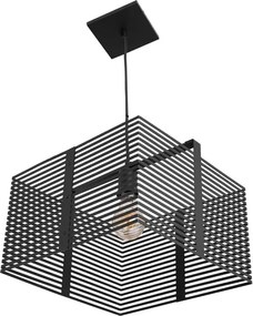 Pendente Quadrado Aluminio Preto Cecil