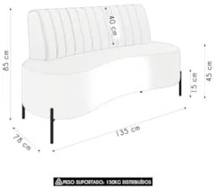 Sofá 2 Lugares 135cm Pés Aço Dourado Tamar Sintético Marrom Z08 - Mpoz