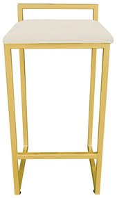 Banqueta Alta Lavínia Suede Bege Base Dourado D'Rossi