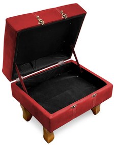 Puff Baú Decorativo Caribe 50x40cm Suede Vermelho - Sheep Estofados - Vermelho