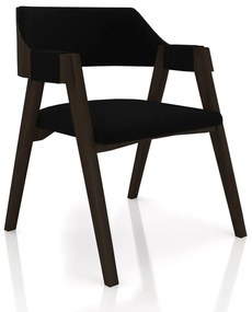 Cadeira Sala de Jantar e Jogos Carteados Madeira Maciça Poker Veludo Preto/Capuccino G42 - Gran Belo