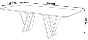Mesa Sala de Jantar 8 Lugares 218cm Tampo com Vidro Shuri Preto/Ébano G13 - Gran Belo