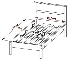 Cama de solteiro MDP CM8004 Amendoa/Branco G69 - Gran Belo