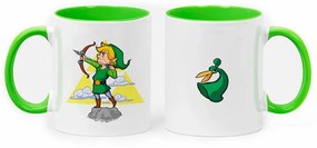 Caneca Link Jogo Zelda Minish Cap com Alça e Interior Verde