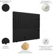 Cabeceira Cama Box Queen 160cm Estofada Plutus Sintético Preto Z04 - M