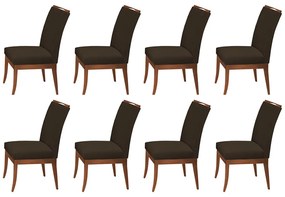Conjunto 8 Cadeiras Sala de Jantar Lana Aveludado Marrom
