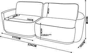 Sofá 2 Lugares Orgânico 234cm Modulado para Sala Brumma Bouclê  K01 - D'Rossi - Terracota