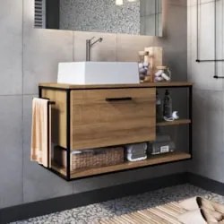 Gabinete de Banheiro Suspenso 80cm com Cuba Yuri Mel Z54 - Mpozenato