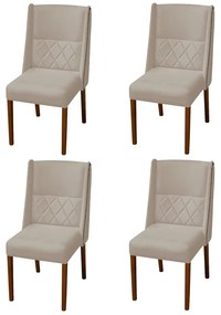 Kit 4 Cadeiras de Jantar Lecce Veludo Nude