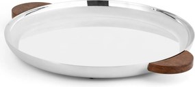 Bandeja Redonda Pequena Volupté Prata C/ - Madeira  Madeira