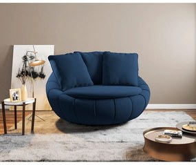 Kit 2 Poltronas Decorativas Giratória Sala de Estar Afrodite Veludo Azul Marinho G45 - Gran Belo