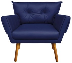 Poltrona Anitta Corino Pés Palito Castanho D03 - D'Rossi - Azul Marinho