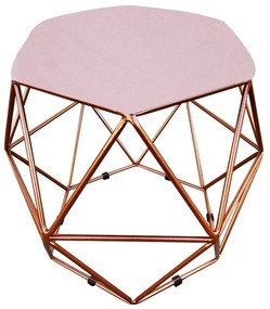 Puff Aramado Hexágono Suede Base Cobre - D'Rossi - Rosa Bebê