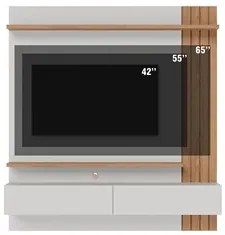 Painel Home Suspenso para TV 65 Pol. 150cm Buriti C05 Off White Matte/