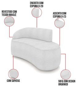 Sofá 2 Lugares Orgânico 140cm Morgan e 2 Poltronas Lua Bouclê D03 - D'Rossi - Cinza