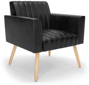 Poltrona Viena Gomada Corano Pés Palito Natural D03 - D'Rossi  - Preto