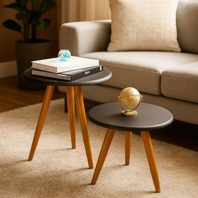 Conjunto Mesa Lateral e Mesa de Centro Preto - D'Rossi