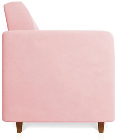 Sofá 03 Lugares Arezzo Suede Rosa Bebê Pés Chanfrado Castanho - D'Rossi